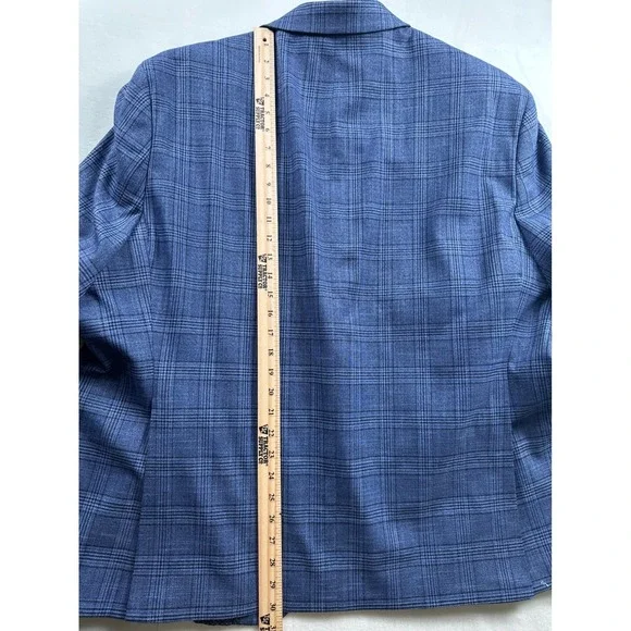 Shaquille Oneal XLG Mens Blue Plaid Suit Separate Blazer Jacket - Picture 11 of 12